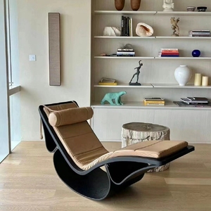 Silla mecedora italiana de <span class=keywords><strong>diseño</strong></span> moderno Rio, cómoda silla de ocio con cuero para el hogar, apartamento, Hotel, jardín al aire libre - Product Image 4