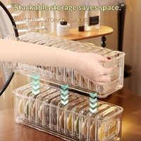 Boîte de rangement pour houppettes, petite boîte dédiée pour fonds de teint, en plastique transparent, moderne, portable, organisateur de bureau, cosmétique