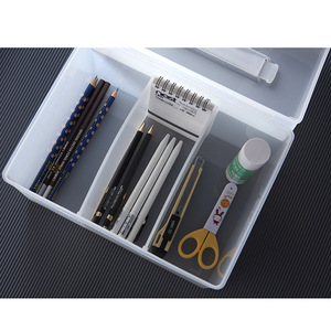 Plastic Storage Box Organizer Frosted Transparent Rectangle With Compartments For Toys Books Medicine Desktop Use - Product Image 4