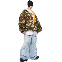 Blouson bomber réversible en twill 100% coton, doublé, avec logo personnalisé, hiver, kaki camouflage, pour homme