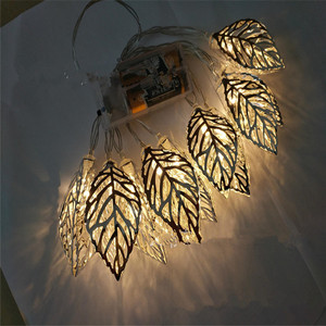 Christmas Crismas Festive DIY Decoration <strong>Light</strong> Gold Silver <strong>Leaves</strong> Shape Led String <strong>Light</strong> - Product Image 5