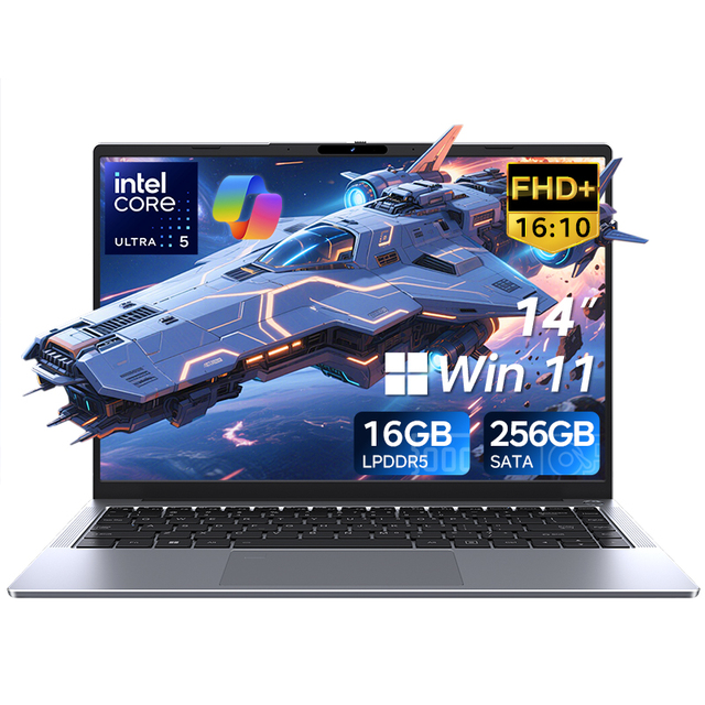 Brand Supplier 14 Inch Business Laptop Intel Core Ultra 5 115u LPDDR5 AI Copilot Metal Notebook 5000mah Battery Pd Charging
