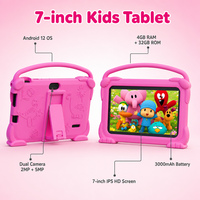 Tablette pour enfants avec contrôle parental WiFi, étui anti-enfants, tablette éducative pour enfants, 4 Go + 32 Go, tablette pour tout-petits, 7 pouces, Android 12, tablette pour enfants