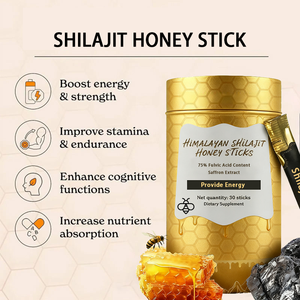 En stock – Bâtonnets de <span class=keywords><strong>miel</strong></span> au shilajit saveur fraise – Supplément de vitamines et d'acide férulique – Shilajit Nature - Product Image 4