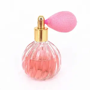 50ml Empty Round Shaped Luxury High Grade Colorful Mechanism Gasbag Bulb In Stock Glass Perfume Bottle With Sprayer Atomizer