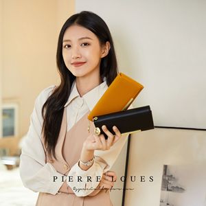 กระเป๋าสตางค์แบบพับสองตอนสำหรับผู้หญิง Pierre Loues สีพื้น ความจุเยอะ ใส่บัตรได้เยอะ ใช้ได้ทุกวัน - Product Image 1