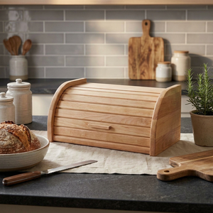 Boîte à pain en bois de manguier écologique personnalisée avec couvercle en bois, design moderne, grand organisateur de comptoir de cuisine, préservation de la fraîcheur, OEM - Product Image 4