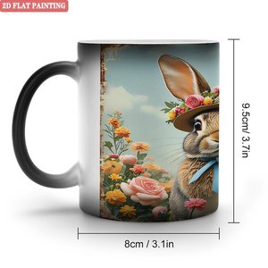 Mug Magique Thermosensible en Céramique Noir Givré 11oz pour Bureau d'Étudiant - Product Image 1