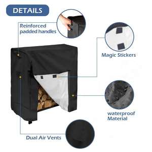 Housse de protection pour bois de chauffage en tissu Oxford argenté 210D, support extérieur pour bois de chauffage, pare-vent et imperméable, bâche anti-poussière avec couvercle en bois - Product Image 1