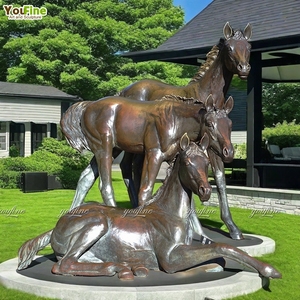 Sculpture de cheval en bronze YOUFINE pour la décoration de parc, mère et <span class=keywords><strong>poulain</strong></span>, statue pour jardin - Product Image 2