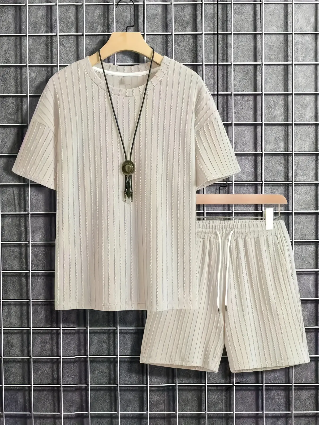 PASUXI Wholesale New Fashion Summer Short Sleeve Shorts Set Linen Thin Lapel Loose Solid Color Mens Suit