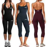 Ensemble 2 pièces Halter Capri pour femme – Débardeur sans manches et haut de sport modeste – Tenue islamique