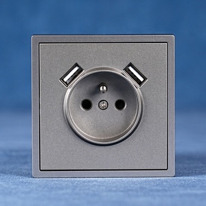 Eu trang trí nội thất 2P + t cắm USB ổ cắm 250V 16A pháp tường Ổ cắm điện với Dual loại một cổng USB - Product Image 1