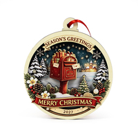 Ornamen Natal Kayu 3 Lapis Custom, Cetak UV, Potongan Laser 3D, Hiasan Gantung Pohon Natal, Hadiah Liburan Custom