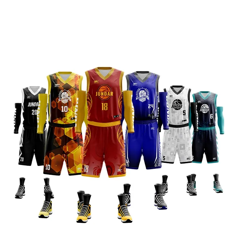 Lieferant Basketball Sport Kleidung Kits Atmungsaktive Herren Basketball Trikot Trainings anzug Basketball Uniform blau schwarz Farbe
