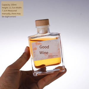 Bouteille de vin en verre transparente carrée plate de 100 ml et 200 ml avec bouchon en bois, bouteille hermétique pour spiritueux, vin de fruits, vin blanc - Product Image 4