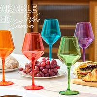 Verre à vin Tritan avec logo personnalisé, sans MOQ, 445 ml, incassable, réutilisable, gobelets à vin rouge résistants à la chaleur, verres à cocktail d'extérieur