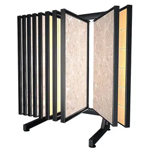 Showroom Flip Style Page Turning Floor Ceramic Tiles Marble Granite Stone Slab Wood Board Sample Metal Display Rack Stand