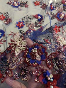 Vải Ren Thêu Hoa 3d Thời Trang Mới Nhất Đính Ren Đính Kim Sa Nhiều Màu Cho Váy - Product Image 5