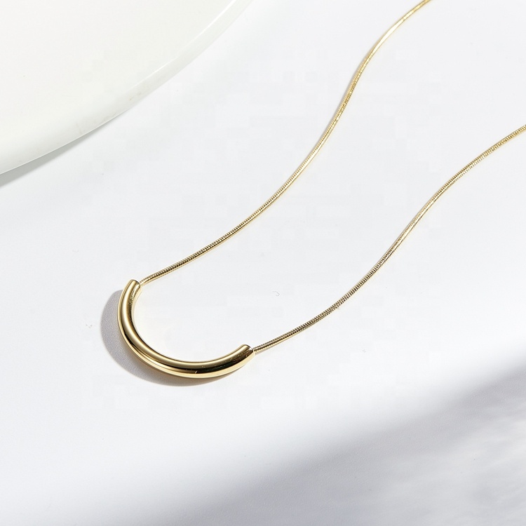 Pierced Curved Cylinder Necklace