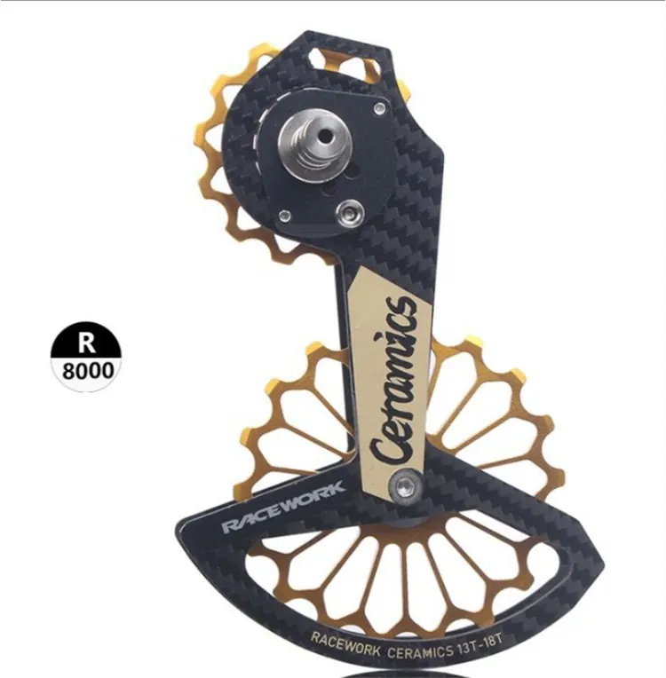 Ruota di guida della puleggia del deragliatore posteriore ceramico 13-18T della fibra del carbonio della bicicletta per Shimano 7000/8000 parti della bicicletta-