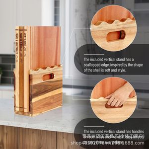 Wooden Book Shaped Cutting Board Set 3 Pieces With <b>Stand</b> Double Sided Categorized For Meat Fish Cheese Bread <b>Vegetables</b> - Product Image 4