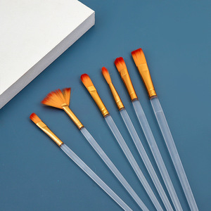 Ensemble de 6 pinceaux pour peinture à l'huile et à l'<span class=keywords><strong>aquarelle</strong></span>, manche en plastique, <span class=keywords><strong>kit</strong></span> d'outils de peinture en stock, vente en gros - Product Image 4