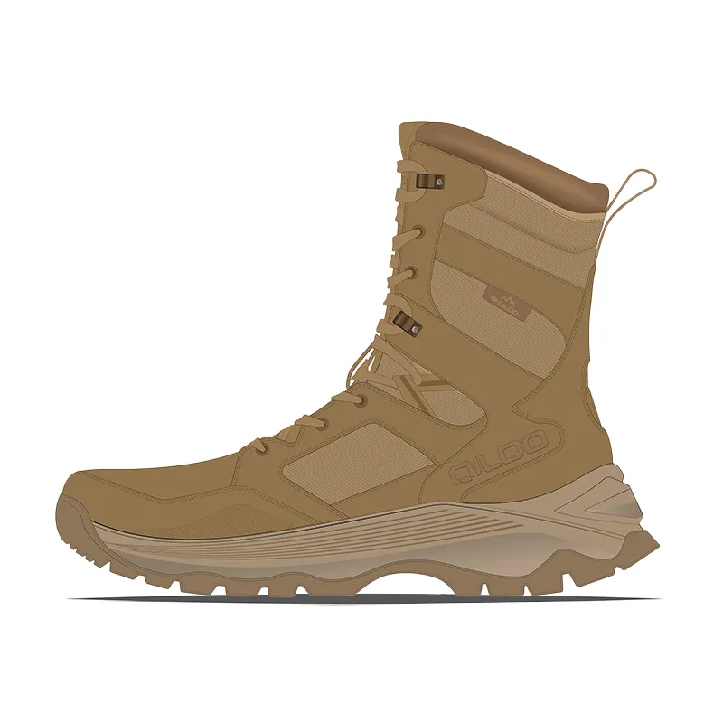 Botas táticas masculinas Qiloo Sapatos camuflados à prova d'água com sola de inverno forrado de borracha e caixa de sapatos de malha respirável