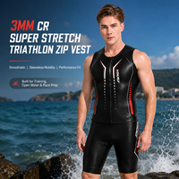 Gilet de triathlon en néoprène CR 3 mm sans manches pour homme, fermeture éclair frontale, prêt pour la course, idéal pour l'entraînement de natation