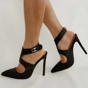 High-<b>heeled</b> Women Leather Cut Out Ladies Back Buckles Dress Summer Shoes Stiletto Pointed <b>Closed</b> <b>Toe</b> Sandals Pumps - Product Image 5