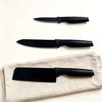 Ensemble de couteaux de cuisine JYTD158 en acier inoxydable noir avec manche en PP, ambidextre, multi-usages, de haute qualité, tranchant, populaire en Allemagne et aux États-Unis