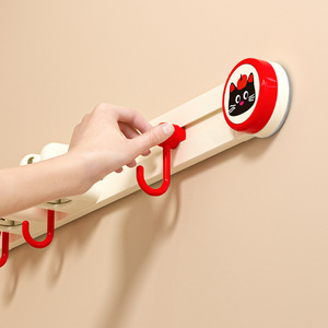 Sliding Suction Cup <b>Mop</b> Holder Wall Mounted With Hooks For Bathroom <b>Cleaning</b> Supplies Storage Rack Detachable PP Material - Product Image 3