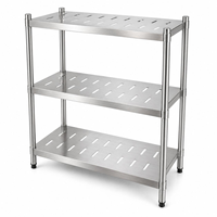 Étagère de rangement autoportante en acier inoxydable 304 201 personnalisable pour cuisine professionnelle