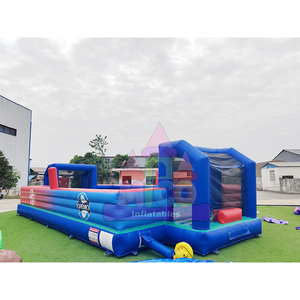Grand terrain de football gonflable bleu et rouge pour les jours sportifs scolaires et les événements des centres de loisirs - Product Image 4