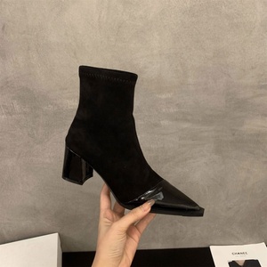 <span class=keywords><strong>Botines</strong></span> <span class=keywords><strong>de</strong></span> Tacón Grueso con <span class=keywords><strong>Punta</strong></span> en Pico, Nueva Colección 2026, Venta al Por Mayor, <span class=keywords><strong>Botines</strong></span> Cortos <span class=keywords><strong>de</strong></span> Mujer en Gamuza, Tejido y Charol - Product Image 6