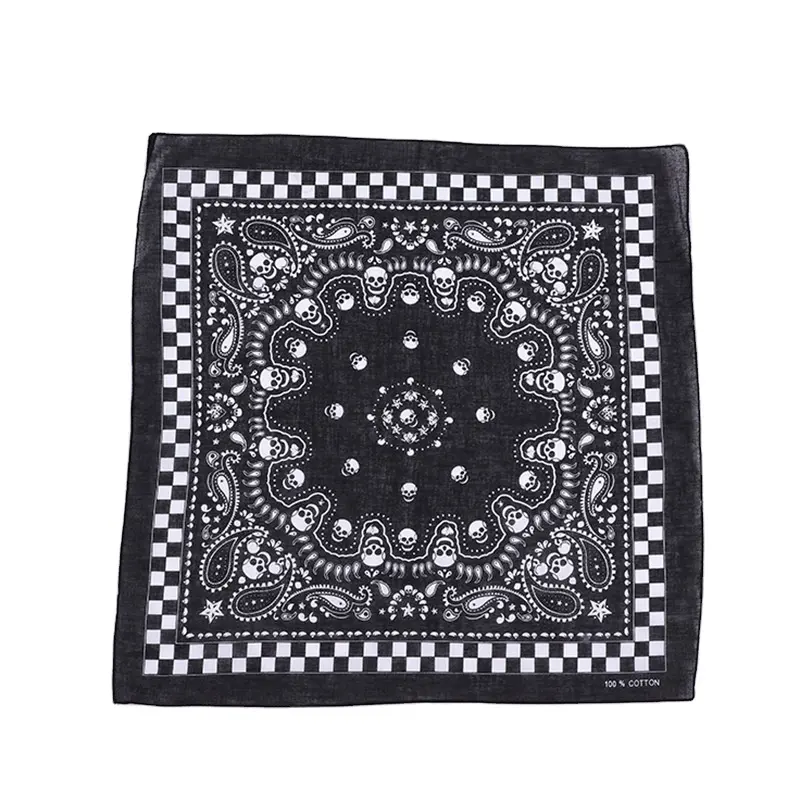 Lenço de cabeça feminino de caveira, 55cm cachecol cabeça de algodão cachecol equitação masculino bandana