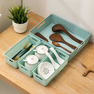 <b>Storage</b> Baskets Rectangle With Handles PP Material For Kitchen Desk Bathroom Organizers - Product Image 1