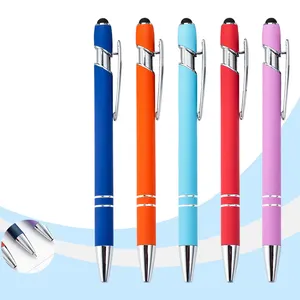 热卖促销新款多功能球笔软触摸屏笔二合一定制标志金属圆珠笔