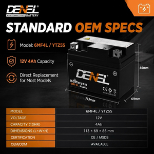 Batterie de démarrage de moto 12V MF sans entretien, batterie au plomb-acide scellée AGM YTX4L YTX5S 12N5 12N7 pour climat chaud - Product Image 1