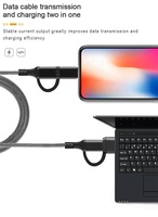 Cable Trenzado de Nailon 4 en 1 de 60 W, Adaptador de Corriente Rápido con 3 Puertos USB C de Carga Rápida de 60 W, Cables para Computadora Tipo C, Cable de Carga para Teléfono Tipo C