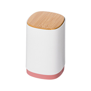 Japanese Style Toothpick Holder With Bamboo Lid Circular Design Eco-Friendly Bathroom Storage For Cotton Swabs And Dental Floss - Product Image 5