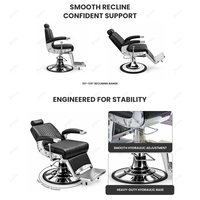Fauteuil de Barbier Hydraulique Vintage de Luxe Inclinable avec Appui-tête Réglable, Base Chromée et Repose-pieds pour Salon de Coiffure