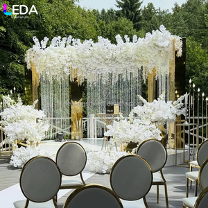 LEDA Birthday Party Events Decor Gold Square Arch Stainless Steel Mirror Large <b>Backdrop</b> <b>Stand</b> for Wedding - Product Image 1