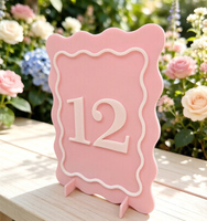 Nomor Meja Pernikahan Akrilik Pink Modern Ramah Lingkungan Grosir 2026 Custom 1-250 127x178mm Tebal 3mm untuk Restoran