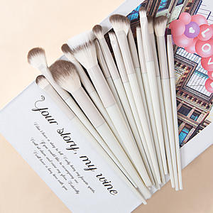 カスタマイズされたロゴベージュ化粧ブラシセット木製ハンドルフラットパウダー眉毛用途対応眉毛ペンシル - Product Image 5