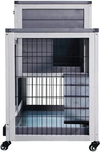 Cage de <span class=keywords><strong>Chinchilla</strong></span> en <span class=keywords><strong>bois</strong></span>, huche de lapin améliorée, Cage de lapin intérieure, huche de lapin avec <span class=keywords><strong>maison</strong></span> de lapin extérieure - Product Image 2