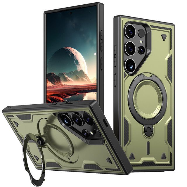 For Galaxy S26 Ultra S25 S24 Plus Metal Ring Kickstand Rugged Magnetic Phone Case for Samsung A36 A56 A26 Shockproof Armor Case