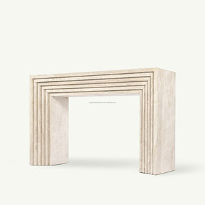 Table console vintage cannelée Table <span class=keywords><strong>d</strong></span>'entrée en travertin meubles de salon en pierre Table console étroite moderne pour couloir - Product Image 5