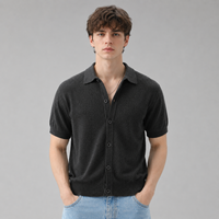 Manches courtes en maille à revers avec texture quadrillée et poignets élastiques pour les loisirs quotidiens