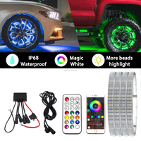 Kit de Luces RGBW para Ruedas de 4 Filas, Luces LED Multicolor para Ruedas, Control por Aplicación, Resistentes al Agua, Iluminación Todoterreno